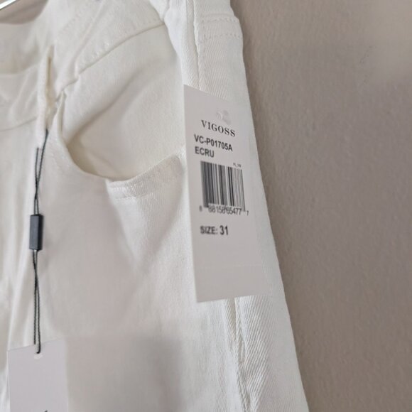 NWT Vigoss Stevie Crop Straight Jeans White Raw Hem Women's Ankle Stretch Sz 31 - Picture 6 of 13